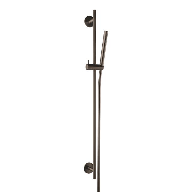 Herzbach Design iX PVD wall-mounted shower rail set seven round black steel
