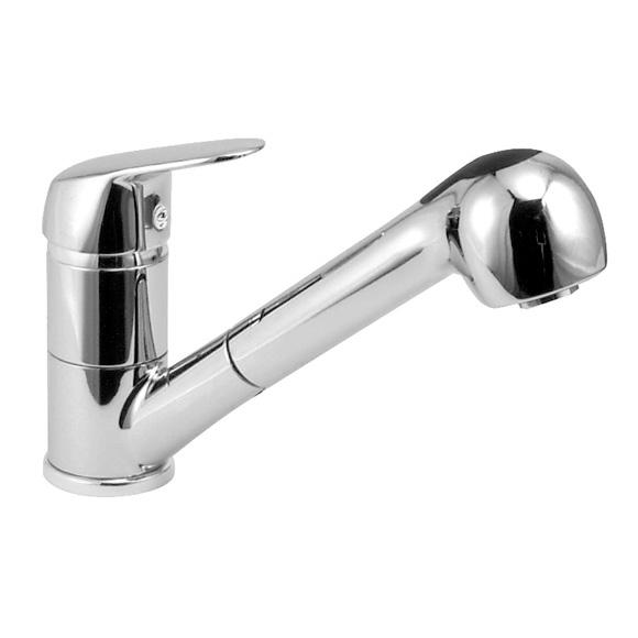 Herzbach Kappa single-lever kitchen mixer tap, with pull-out spout