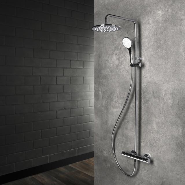 Herzbach Living Spa shower column with exposed,  thermostatic shower fitting