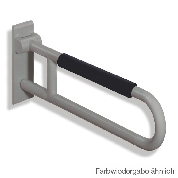 Hewi Series 801 hinged, padded support rail anthracite grey/black