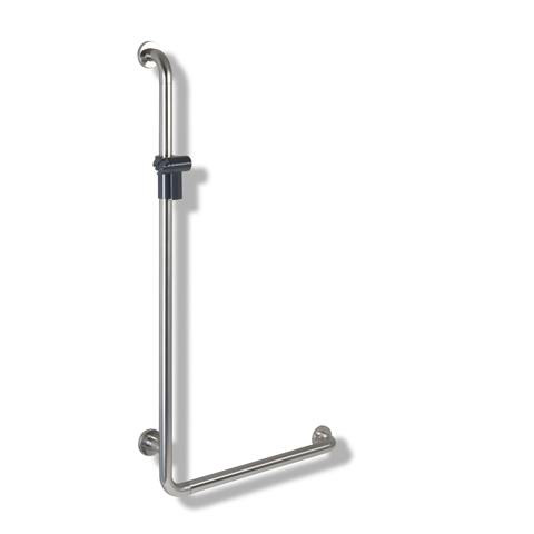 Hewi Series 805 L-shaped grab rail with shower glider anthracite grey