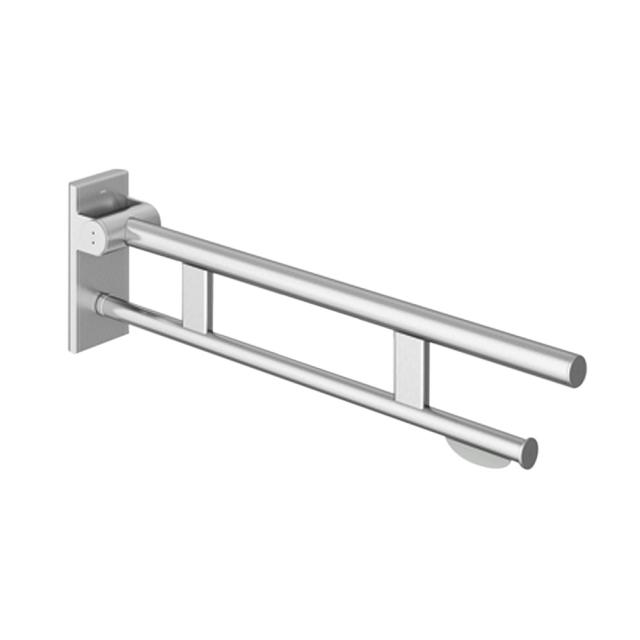 Hewi System 900 hinged support rail Duo with toilet roll holder brushed stainless steel