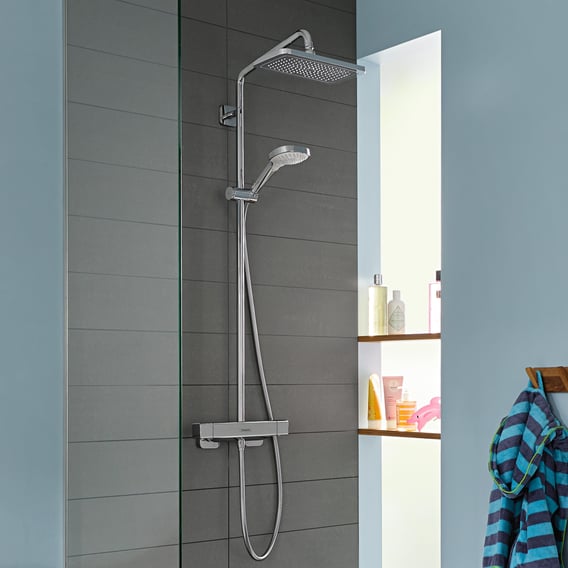 Moederland Staat Uitleg Hansgrohe Croma E 1jet Showerpipe with thermostat with EcoSmart - 27660000  | REUTER