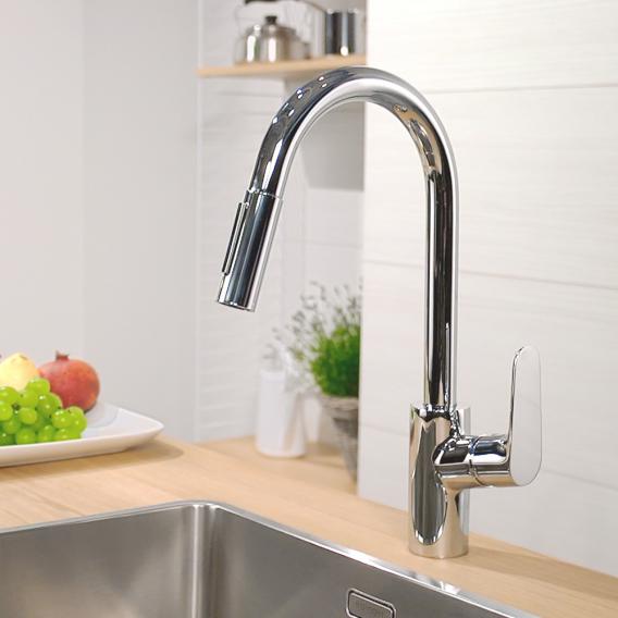 Hansgrohe Focus M41 single-lever kitchen mixer tap, with pull-out spout chrome