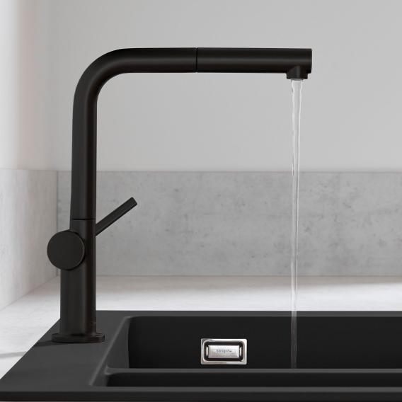 Hansgrohe Talis M54 single-lever kitchen mixer tap, with pull-out spout and sBox matt black