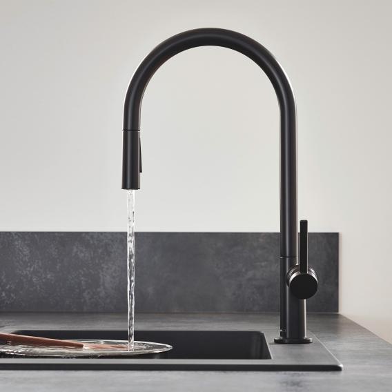 Hansgrohe Talis M54 single lever kitchen mixer with pull-out spray matt black