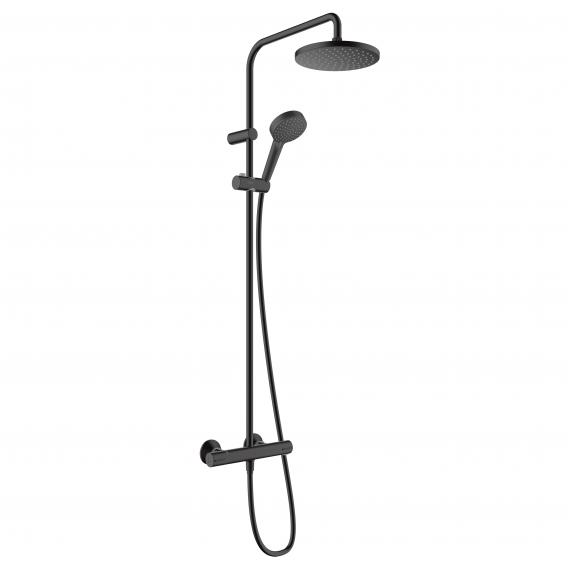 Hansgrohe Vernis Blend 200 1jet Showerpipe with shower thermostat matt black, with EcoSmart