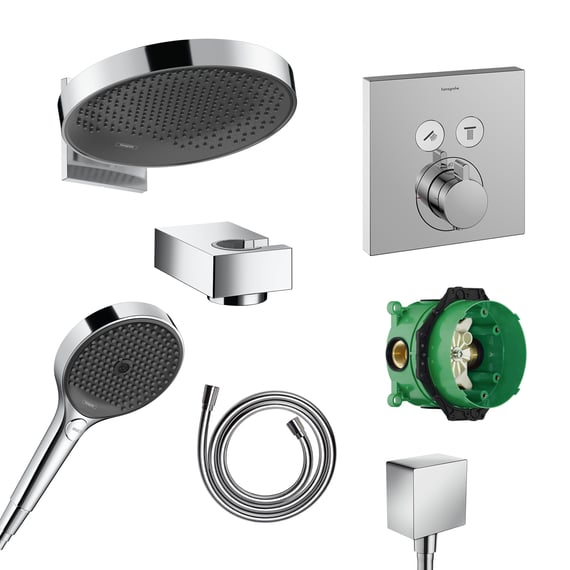 Hansgrohe Thermostat-Basic Set 16181181 – Wandmontage-Set Für Duschsysteme