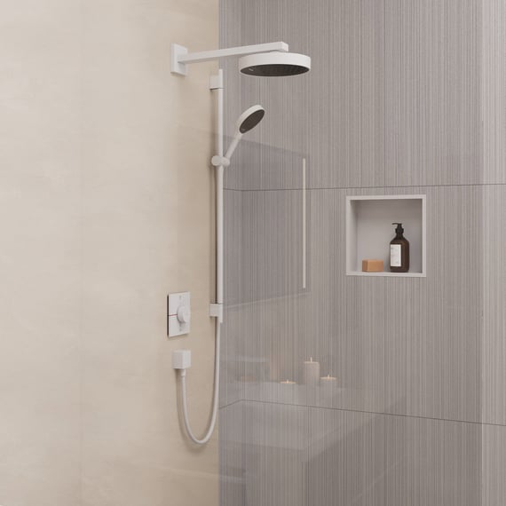 Hansgrohe Rainfinity Douche de tête 360 1 jet avec raccord mural, Noir mat (26230670) | Leroy Merlin
