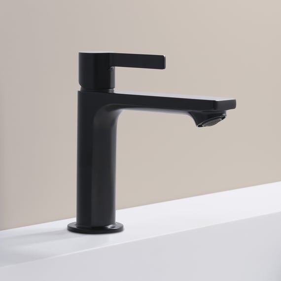 Miscelatore Lavabo Nero Opaco Con Risparmio Acqua E Piletta Click Clack Serie Marte 86024477