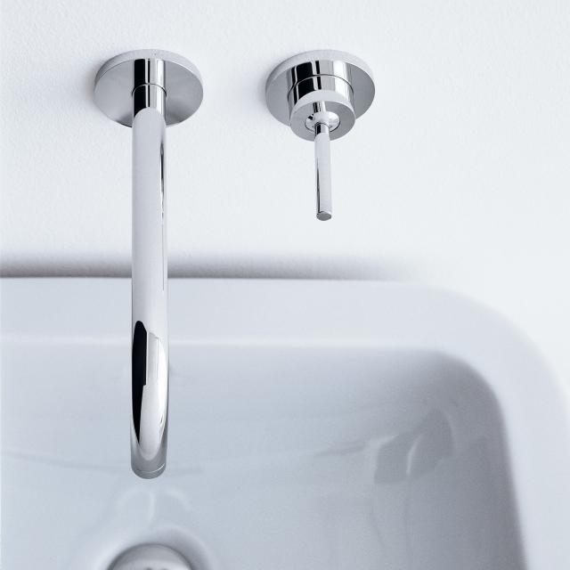 AXOR Uno wall-mounted, single-lever basin mixer with escutcheons with always-open waste valve, projection: 225 mm, chrome