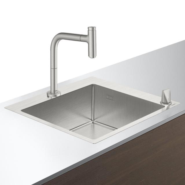 Hansgrohe C71 kitchen sink 450 W: 55 D: 50 cm brushed stainless steel