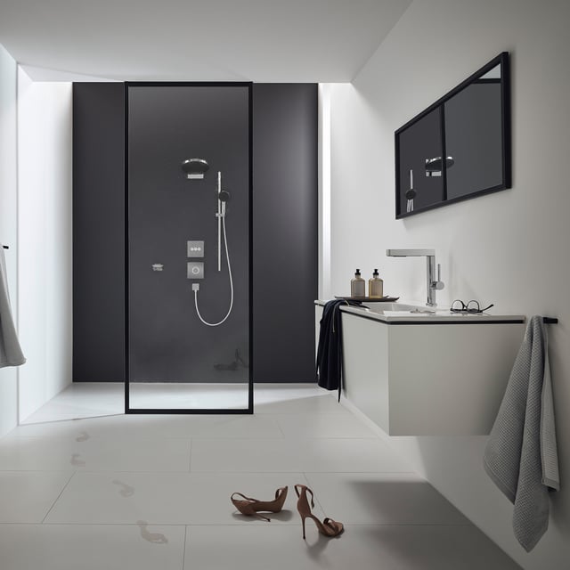 DROP Bath and Kitchen DR091472 Robinetterie pour lavabo de salle de bain de  forme carrée en couleur chrome de la série Transparent - comprend une bonde  avec trop-plein.