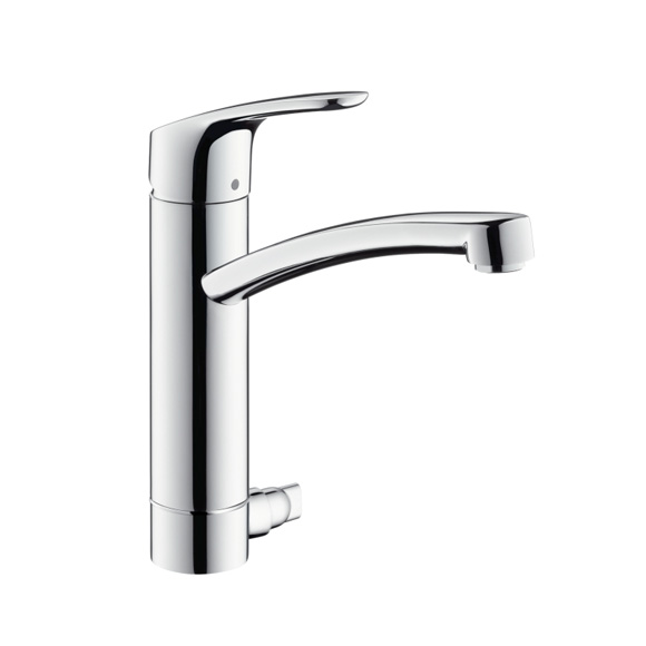 Hansgrohe Focus M41 single lever kitchen mixer with 3/8" utility connection valve
