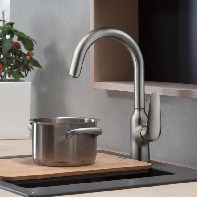 Hansgrohe Focus M42 single-lever kitchen mixer tap brushed stainless steel