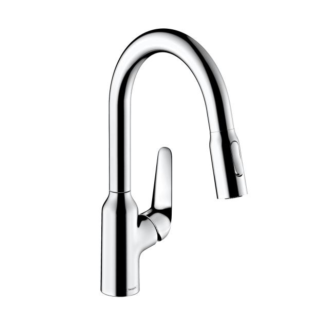 Hansgrohe Focus M42 single-lever kitchen mixer tap, with pull-out spout chrome