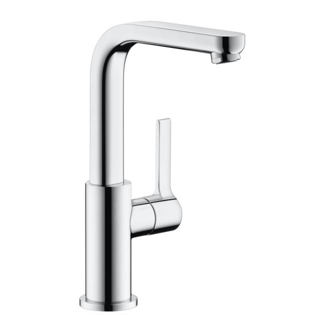 Hansgrohe Metris S single lever basin fitting, with swivel spout with Push-Open waste valve