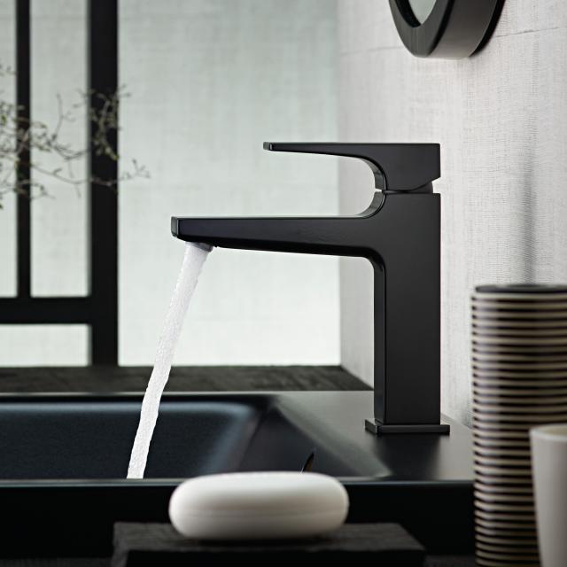 Hansgrohe Metropol single-lever basin fitting 110, with lever handle with Push-Open waste valve, matt black
