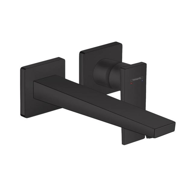 Hansgrohe Metropol wall-mounted basin fitting, with lever handle with always-open waste valve, projection: 225 mm, matt black
