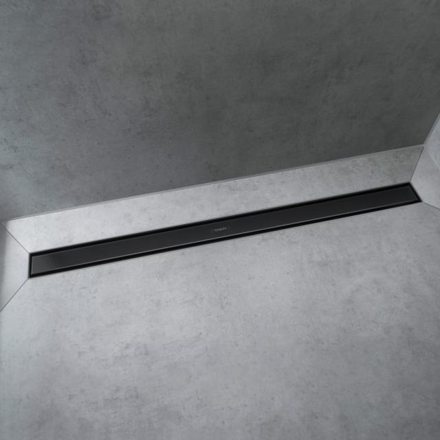 Hansgrohe RainDrain Match shower channel trim set with height adjustable frame matt black
