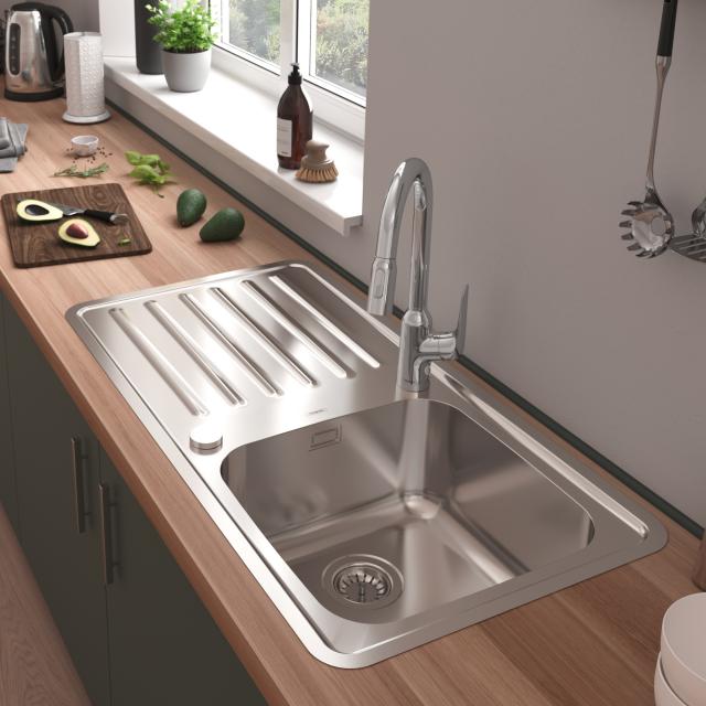 Hansgrohe S41 reversible built-in sink 400/400 with drainer with 2 holes