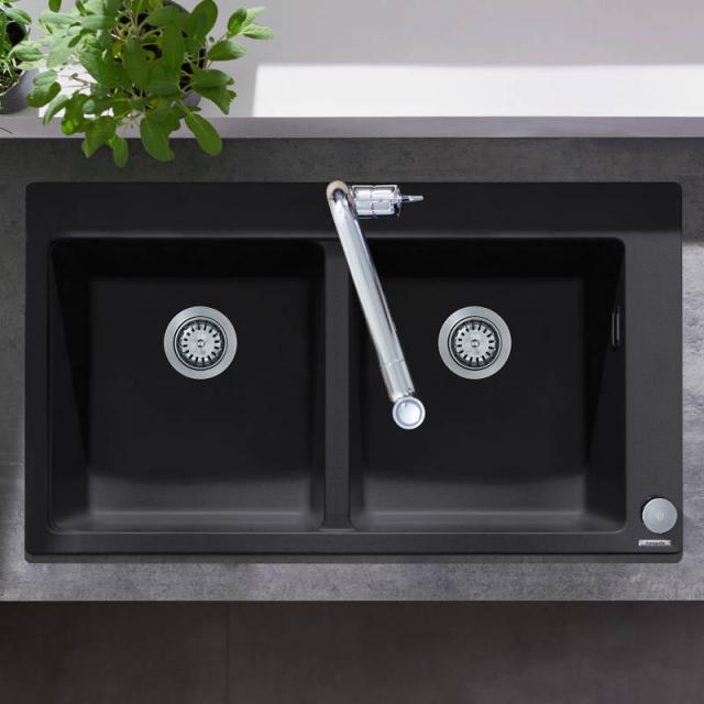 Hansgrohe S51 double drop-in kitchen sink 370/370 graphite black