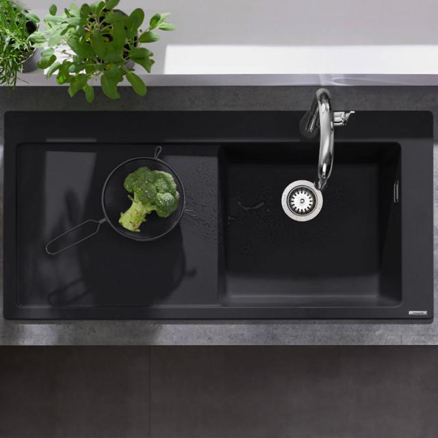 Hansgrohe S51 built-in sink 450 with draining board graphite black