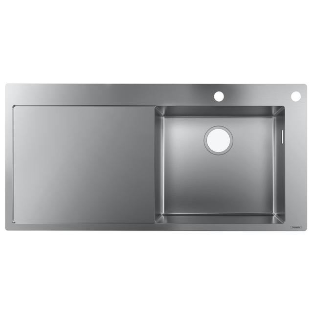 Hansgrohe S71 built-in sink 450 with draining board with 2 holes