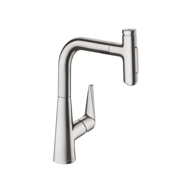 Hansgrohe Talis Select M51 single-lever kitchen mixer tap, with pull-out spout and sBox brushed stainless steel