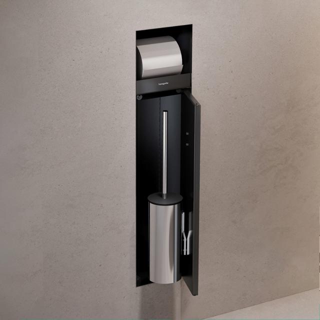 Hansgrohe XtraStoris Rock recessed toilet module with tileable door matt black