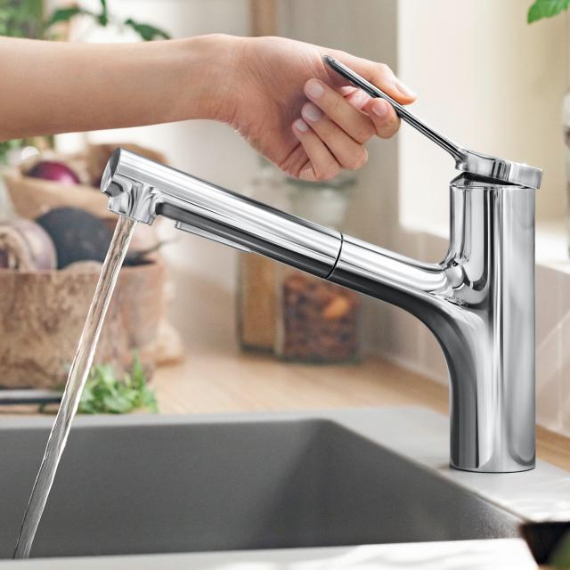 Hansgrohe Zesis M33 single-ever kitchen mixer tap, with pull-out spout and EcoSmart