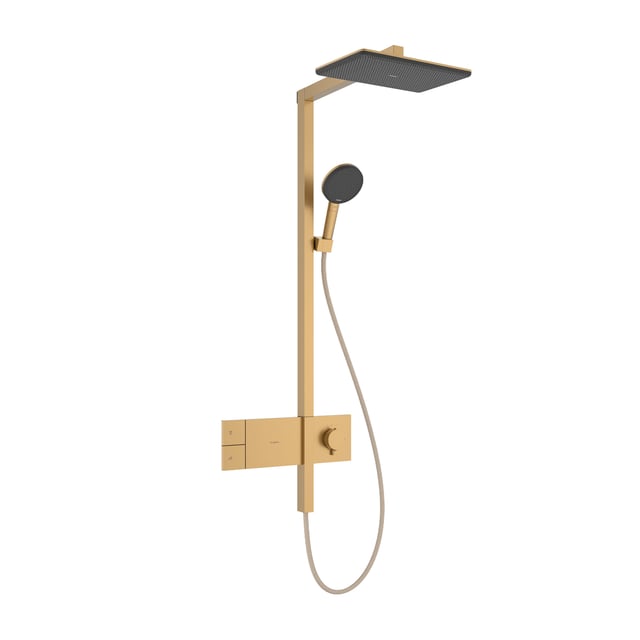 Hansgrohe Raindance Alive Q Duschsystem | Mit Thermostat, Regendusche 340x210 Mm & Handbrause | Chrom, Inkl. Armatur & Zubehör