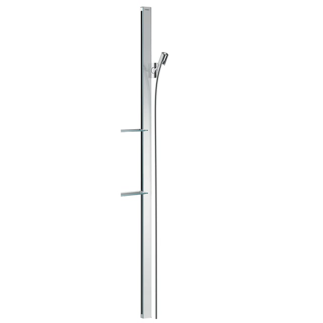 Hansgrohe Unica Haltegriff Comfort – Mit Ablage & Duschkopfhalter, Weiß/chrom, TÜV-geprüft