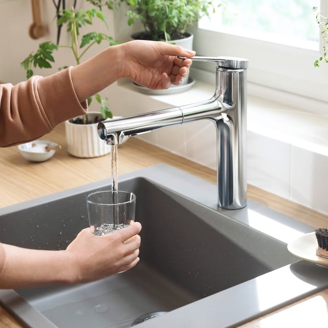 Hansgrohe Zesis S - Miscelatore lavabo con scarico, EcoSmart+, CoolStart, cromato 74714000