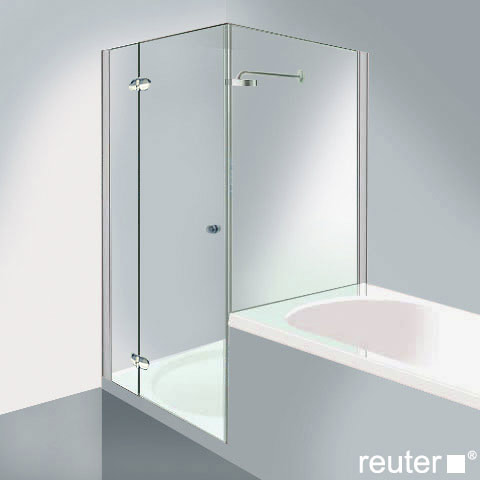 Reuter Kollektion Medium New swing door with fixed panel and short side panel TSG clear with PerlClean / chrome-silver high gloss