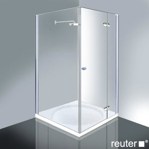 Reuter Kollektion Medium New swing door with fixed panel and side panel TSG clear with PerlClean / chrome-silver high gloss