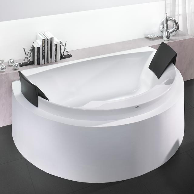 Hoesch AVIVA D-shaped, back-to-wall bath with 2 backrests, built-in white