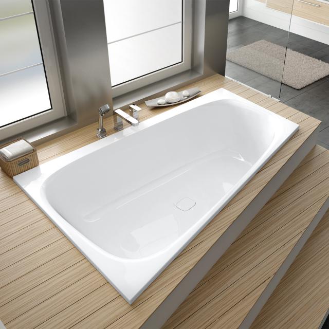 Hoesch iSENSI corner bath, built-in white, waste set white