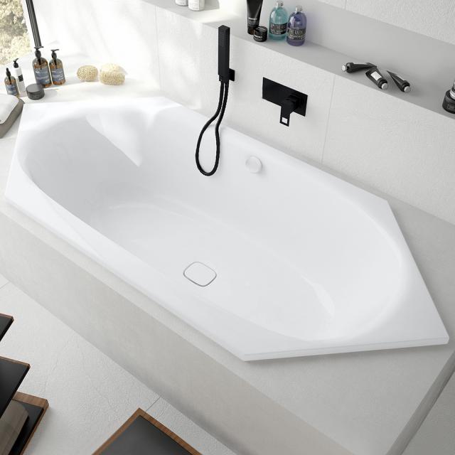 Hoesch iSENSI hexagonal bath, built-in white, waste set white, with filling function