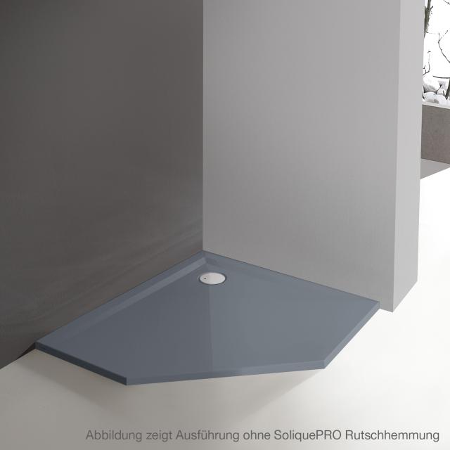 Hoesch MUNA pentagonal shower tray slate gloss, with SoliquePRO anti-slip