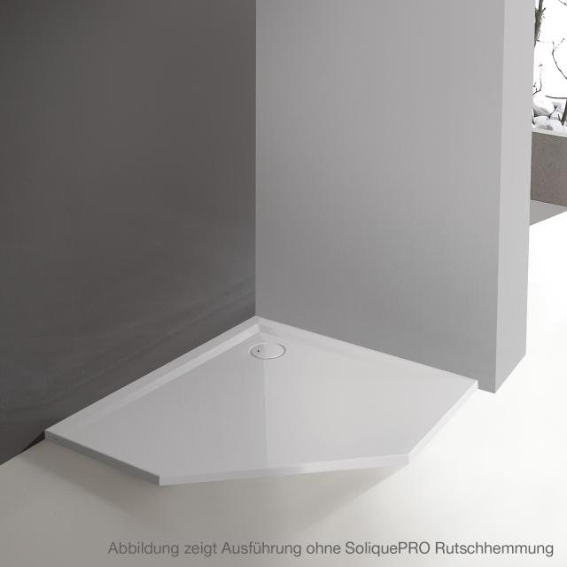 Hoesch MUNA pentagonal shower tray white, with SoliquePRO anti-slip