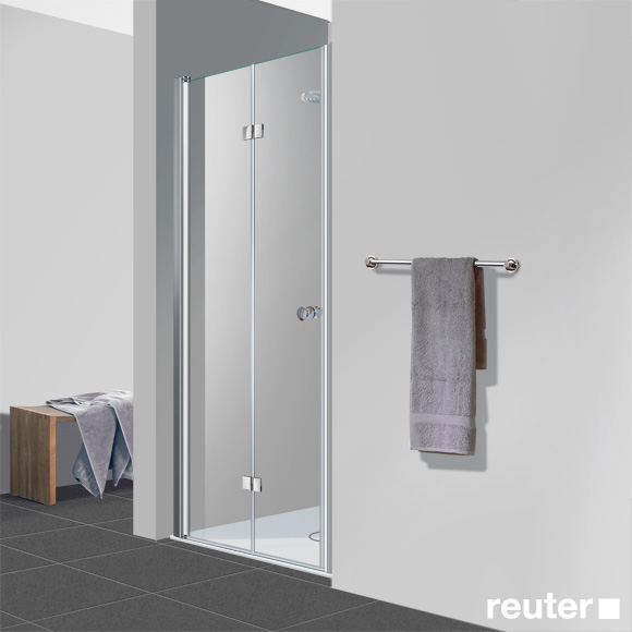 Reuter Kollektion Easy Neu bi-fold door in recess TSG clear light / chrome look