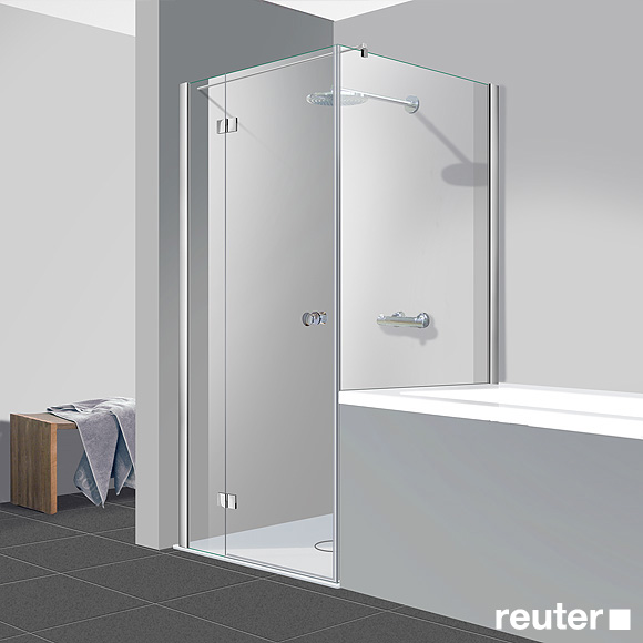 Reuter Kollektion Easy New door with short side panel TSG light clear Perl Clean / chrome look