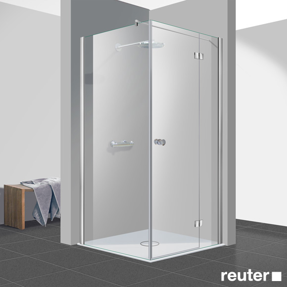 Reuter Kollektion Easy New door with side panel TSG light clear Perl Clean / chrome look