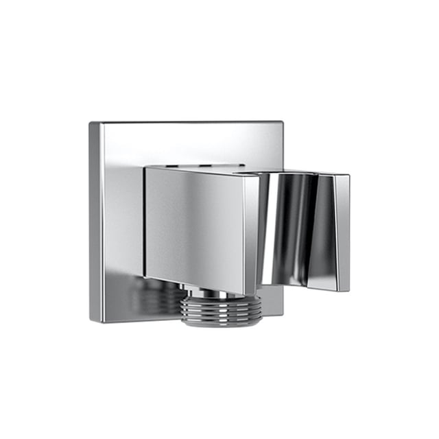 CHRIS BERGEN Wandanschlussbogen – Mit Brausehalter, Chrom, Messing, Rückflussverhinderer, 59x59 Mm