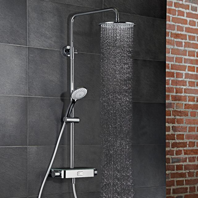 HSK AquaSwitch RS 200 thermostat shower set with flat overhead shower black