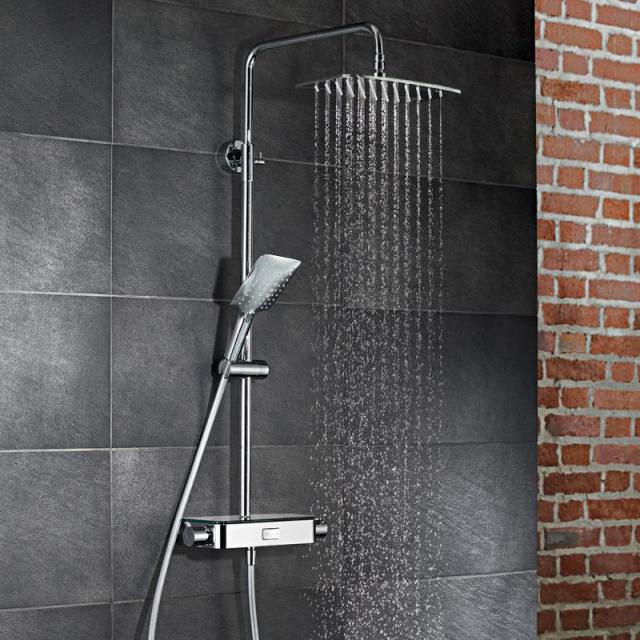 HSK AquaSwitch Softcube thermostat shower set with super flat overhead shower black