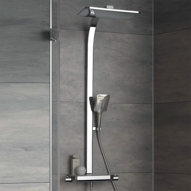 HSK AquaTray thermostat shower set with overhead shower with cascade