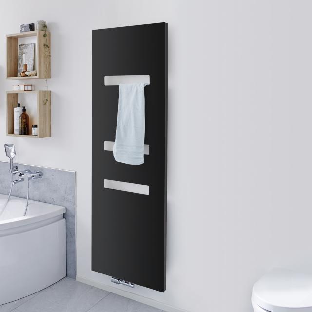 HSK Atelier Highline bathroom radiator for hot water or mixed operation metal front, graphite black