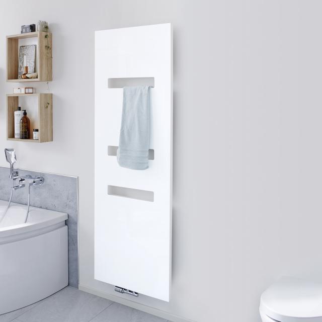 HSK Atelier Highline bathroom radiator for hot water or mixed operation metal front, matt white